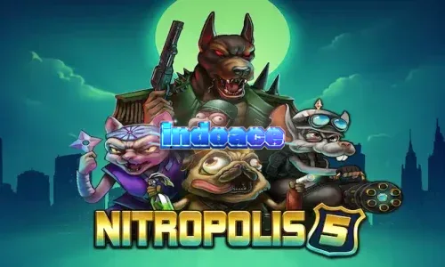 Tampilan visual intens dari slot Nitropolis 5 dengan latar belakang kota yang penuh aksi.