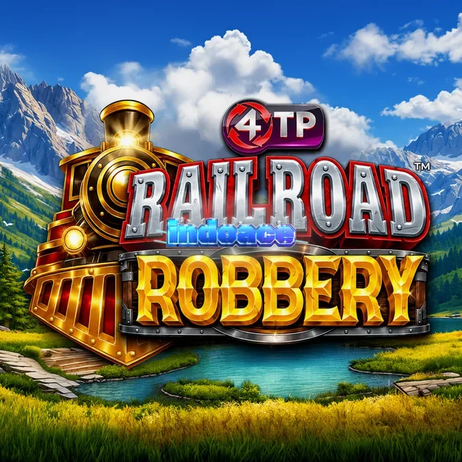 Tampilan visual slot 4TP Railroad Robbery dengan tema kereta api Wild West